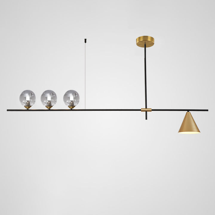 Contemporary Scandinavian Glass Iron Orb Linear 3/4/5 Lights Chandelier Island Light For Dining Room