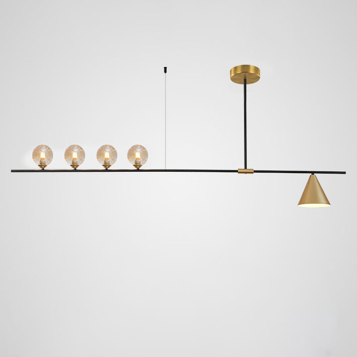 Contemporary Scandinavian Glass Iron Orb Linear 3/4/5 Lights Chandelier Island Light For Dining Room