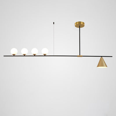 現代的なスカンジナビアンガラスアイアンオーブリニア3/4/5ライトシャンデリアアイランドライトダイニングルーム用 