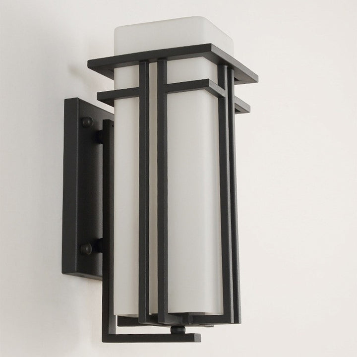 Zeitgenössische industrielle Glas-Eisen-Rechteckige 1-Licht-Wandleuchte für Wohnzimmer 