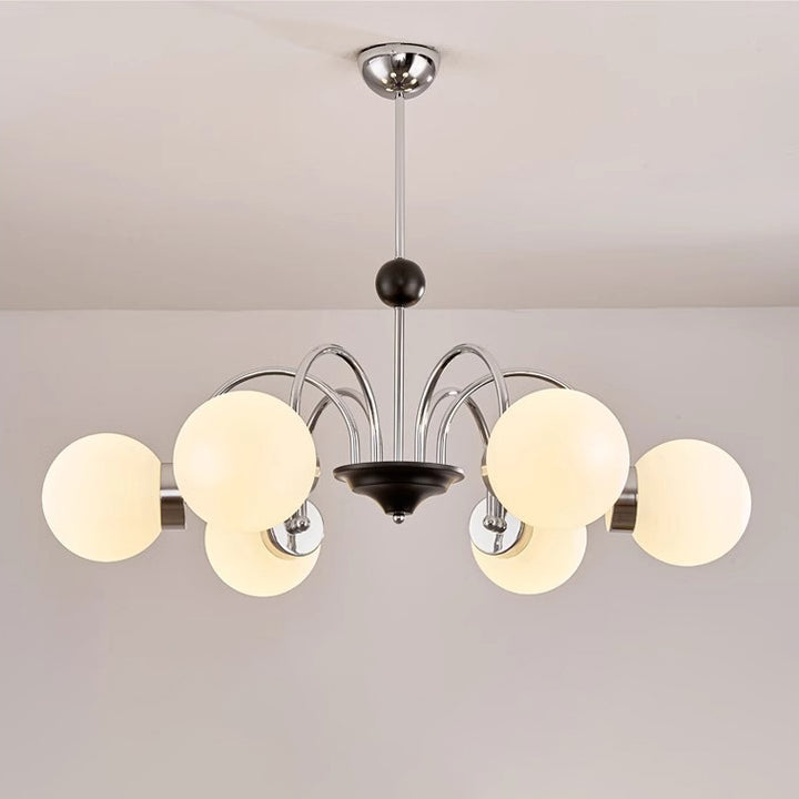 Traditional Chinese Glass Iron Branching Curved Round 3/4/5/6/8-Light Chandelier For Living Room