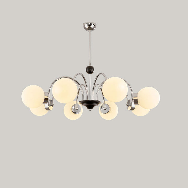 Traditional Chinese Glass Iron Branching Curved Round 3/4/5/6/8-Light Chandelier For Living Room