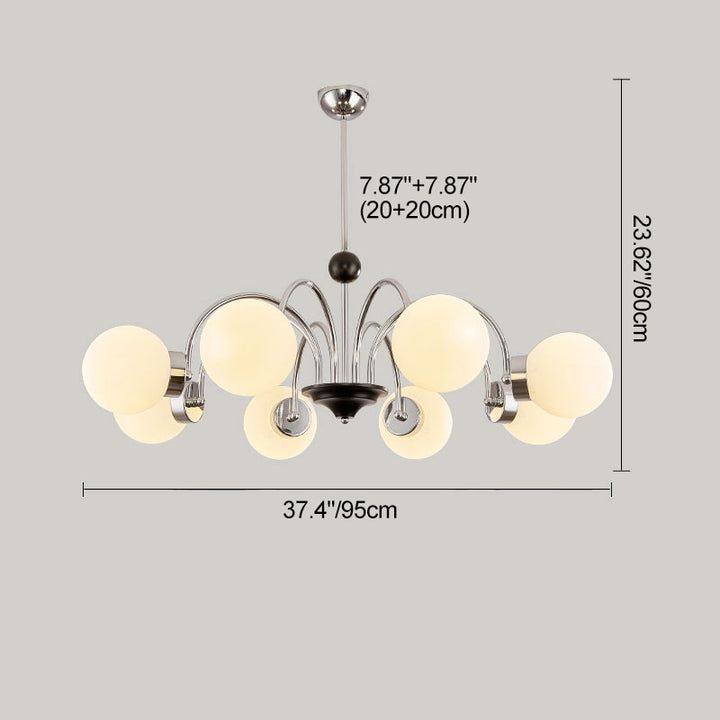 Traditional Chinese Glass Iron Branching Curved Round 3/4/5/6/8-Light Chandelier For Living Room