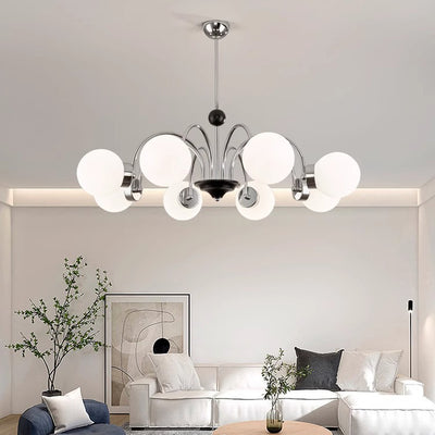 伝統的な中国のガラス鉄分岐曲線ラウンド3/4/5/6/8灯シャンデリアリビングルーム用 