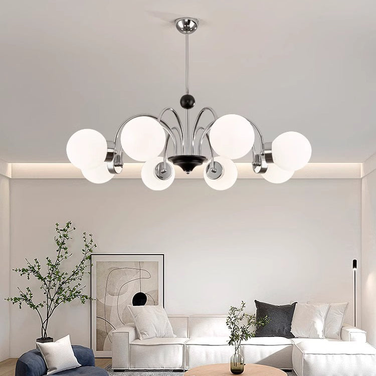 伝統的な中国のガラス鉄分岐曲線ラウンド3/4/5/6/8灯シャンデリアリビングルーム用 