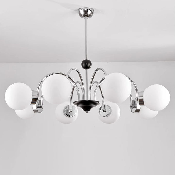 Traditional Chinese Glass Iron Branching Curved Round 3/4/5/6/8-Light Chandelier For Living Room