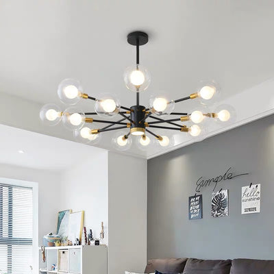 現代スカンジナビアガラス鉄枝線形ラウンド6/8/12/16灯シャンデリアリビングルーム用 