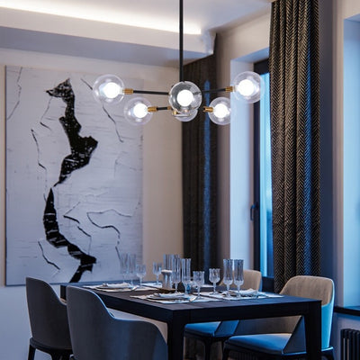 現代スカンジナビアガラス鉄枝線形ラウンド6/8/12/16灯シャンデリアリビングルーム用 