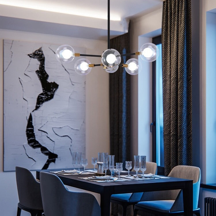 現代スカンジナビアガラス鉄枝線形ラウンド6/8/12/16灯シャンデリアリビングルーム用 