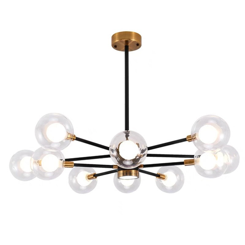 現代スカンジナビアガラス鉄枝線形ラウンド6/8/12/16灯シャンデリアリビングルーム用 