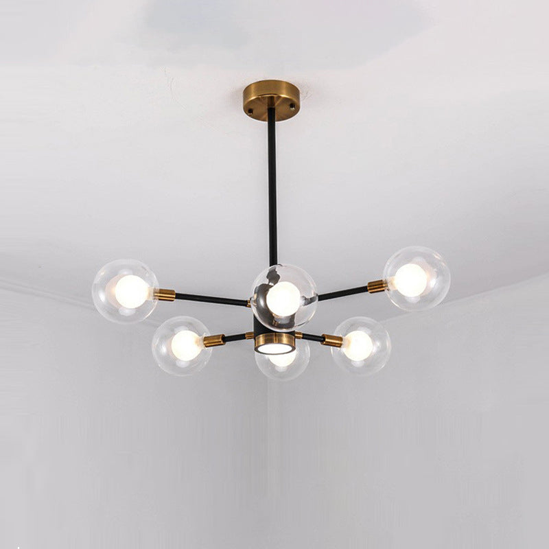 現代スカンジナビアガラス鉄枝線形ラウンド6/8/12/16灯シャンデリアリビングルーム用 