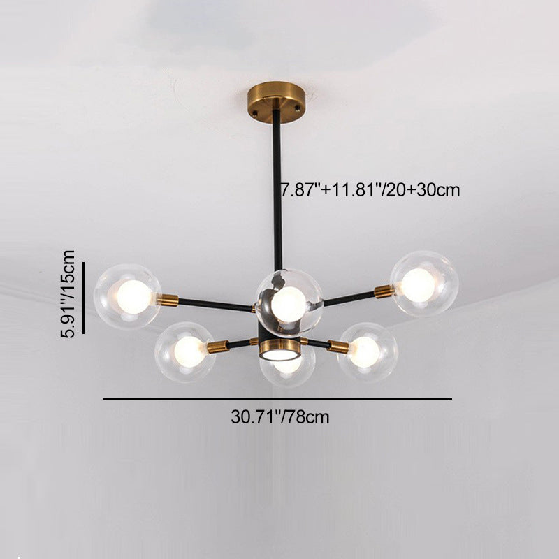 現代スカンジナビアガラス鉄枝線形ラウンド6/8/12/16灯シャンデリアリビングルーム用 
