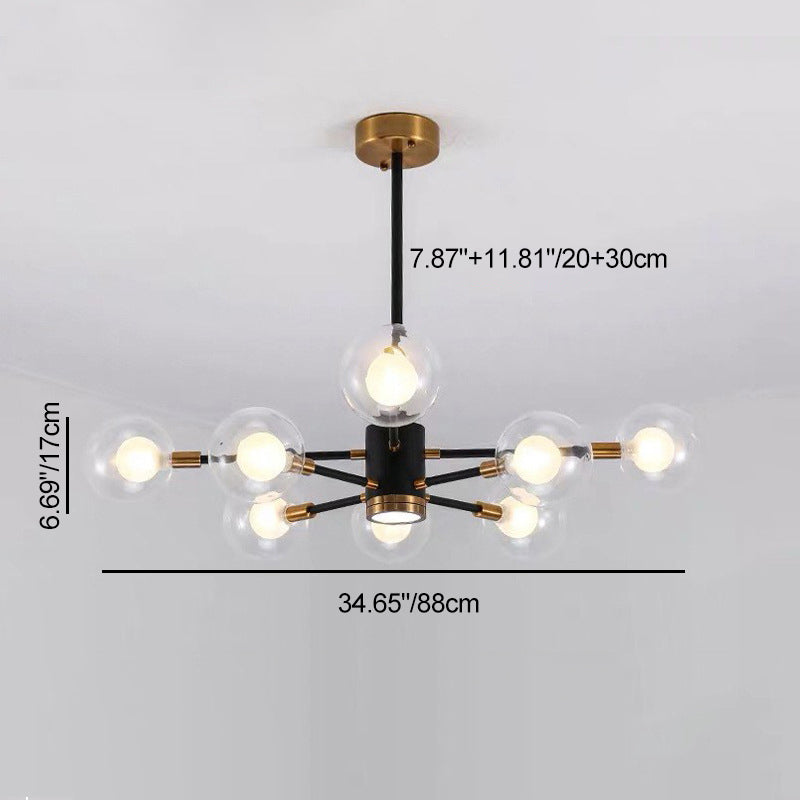 現代スカンジナビアガラス鉄枝線形ラウンド6/8/12/16灯シャンデリアリビングルーム用 