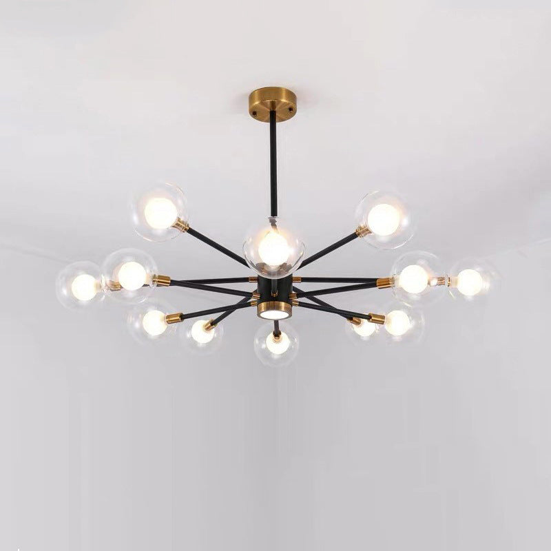 現代スカンジナビアガラス鉄枝線形ラウンド6/8/12/16灯シャンデリアリビングルーム用 