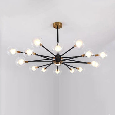 現代スカンジナビアガラス鉄枝線形ラウンド6/8/12/16灯シャンデリアリビングルーム用 