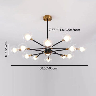 現代スカンジナビアガラス鉄枝線形ラウンド6/8/12/16灯シャンデリアリビングルーム用 