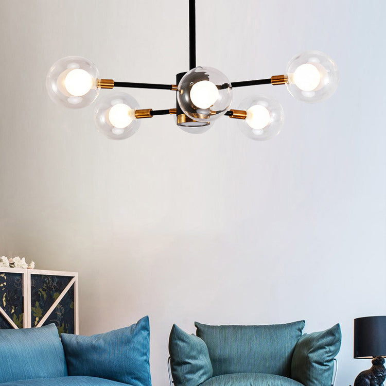 現代スカンジナビアガラス鉄枝線形ラウンド6/8/12/16灯シャンデリアリビングルーム用 