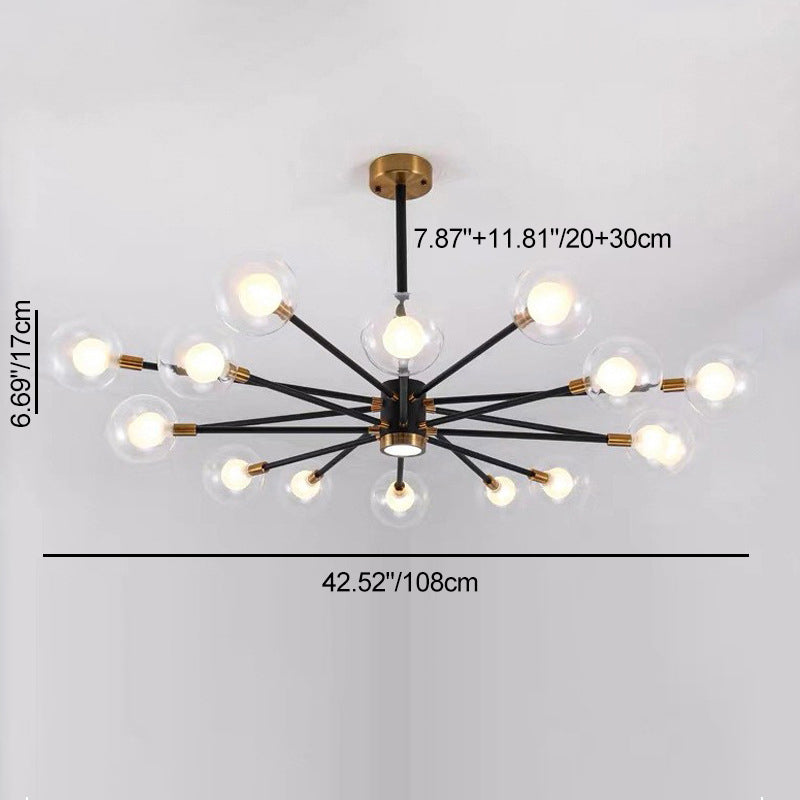 現代スカンジナビアガラス鉄枝線形ラウンド6/8/12/16灯シャンデリアリビングルーム用 