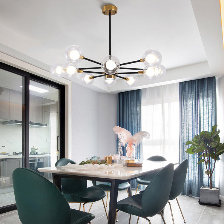 現代スカンジナビアガラス鉄枝線形ラウンド6/8/12/16灯シャンデリアリビングルーム用 