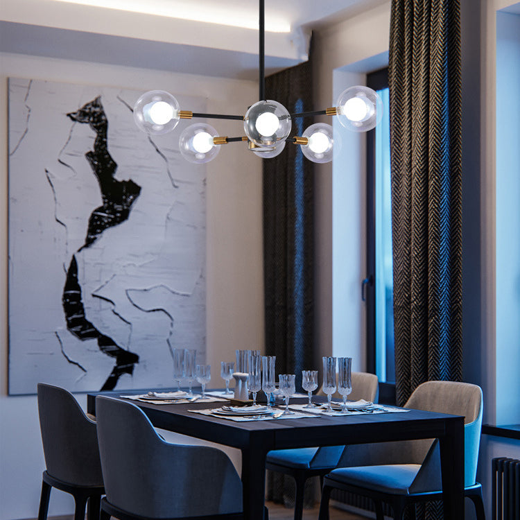 現代スカンジナビアガラス鉄枝線形ラウンド6/8/12/16灯シャンデリアリビングルーム用 