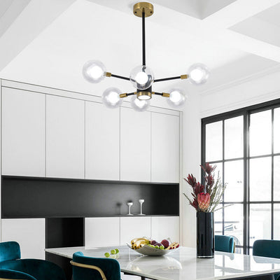 現代スカンジナビアガラス鉄枝線形ラウンド6/8/12/16灯シャンデリアリビングルーム用 