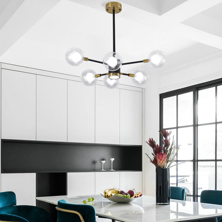 現代スカンジナビアガラス鉄枝線形ラウンド6/8/12/16灯シャンデリアリビングルーム用 