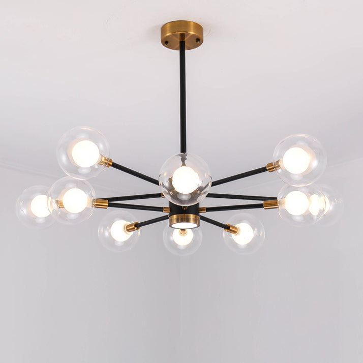 現代スカンジナビアガラス鉄枝線形ラウンド6/8/12/16灯シャンデリアリビングルーム用 