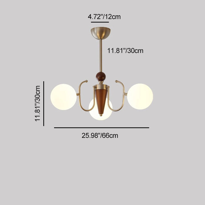 Traditional Vintage Iron Wood Glass Branch Globe 3/5/8/10-Light Chandelier For Living Room