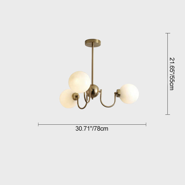 Traditional French Glass Iron Curved Branch 3/5/8-Light Chandelier For Living Room