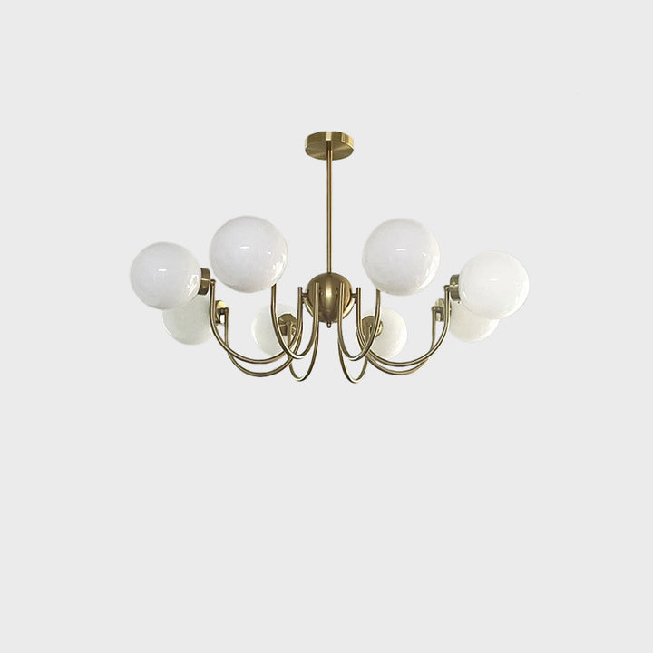 Lustre à branches courbées en verre et fer traditionnel français à 3/5/8 lumières pour salon 