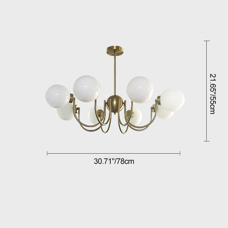 Lustre à branches courbées en verre et fer traditionnel français à 3/5/8 lumières pour salon 