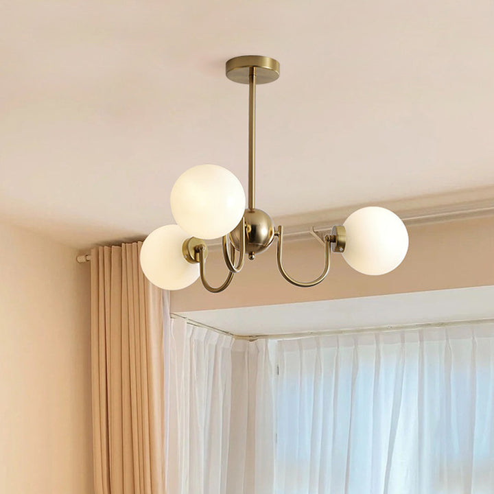 Traditional French Glass Iron Curved Branch 3/5/8-Light Chandelier For Living Room