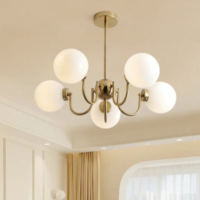 リビングルーム用の伝統的なフレンチガラスアイアンカーブブランチ3/5/8ライトシャンデリア 