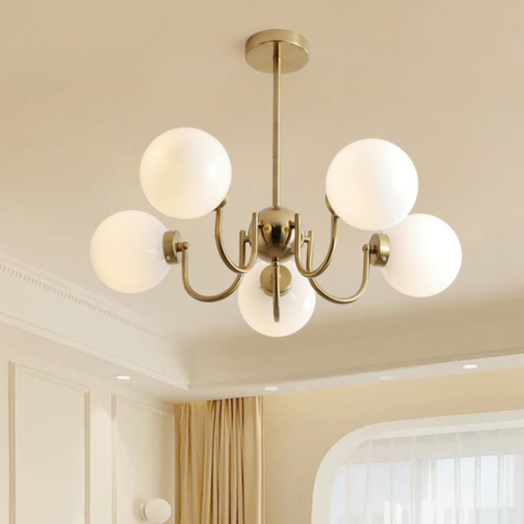 リビングルーム用の伝統的なフレンチガラスアイアンカーブブランチ3/5/8ライトシャンデリア 