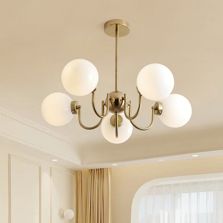 Traditional French Glass Iron Curved Branch 3/5/8-Light Chandelier For Living Room
