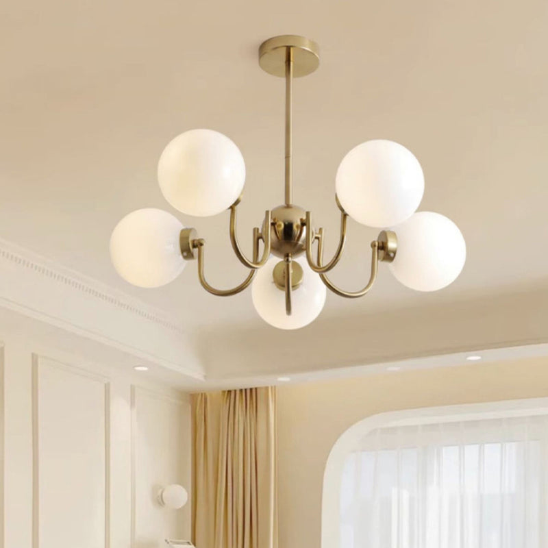 リビングルーム用の伝統的なフレンチガラスアイアンカーブブランチ3/5/8ライトシャンデリア 