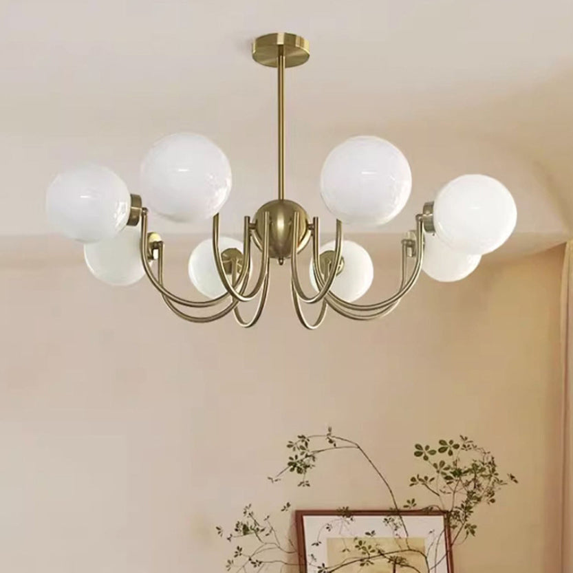 Lustre à branches courbées en verre et fer traditionnel français à 3/5/8 lumières pour salon 