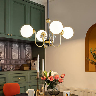 現代スカンジナビアガラスアイアンラウンドブランチ4/8ライトシャンデリアリビングルーム用 