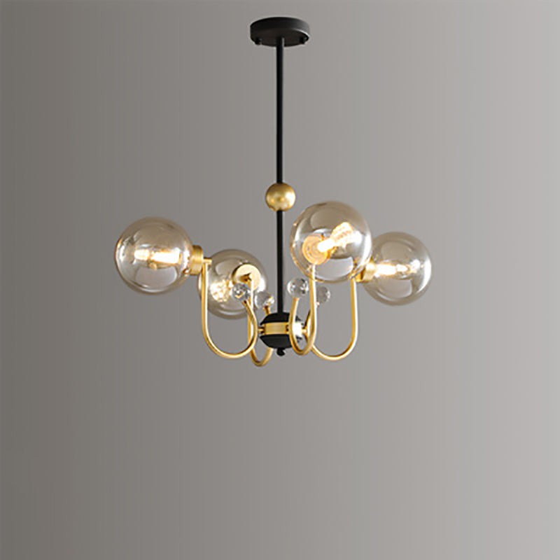 現代スカンジナビアガラスアイアンラウンドブランチ4/8ライトシャンデリアリビングルーム用 