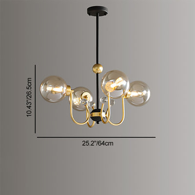 現代スカンジナビアガラスアイアンラウンドブランチ4/8ライトシャンデリアリビングルーム用 