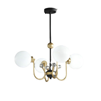 現代スカンジナビアガラスアイアンラウンドブランチ4/8ライトシャンデリアリビングルーム用 