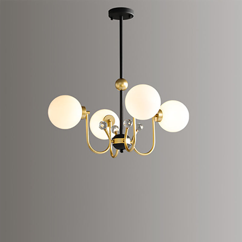 現代スカンジナビアガラスアイアンラウンドブランチ4/8ライトシャンデリアリビングルーム用 