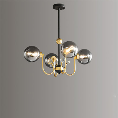 現代スカンジナビアガラスアイアンラウンドブランチ4/8ライトシャンデリアリビングルーム用 