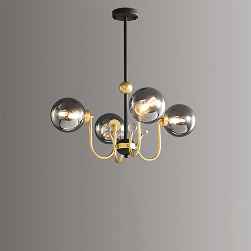 現代スカンジナビアガラスアイアンラウンドブランチ4/8ライトシャンデリアリビングルーム用 