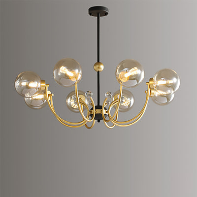 現代スカンジナビアガラスアイアンラウンドブランチ4/8ライトシャンデリアリビングルーム用 