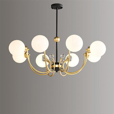 現代スカンジナビアガラスアイアンラウンドブランチ4/8ライトシャンデリアリビングルーム用 