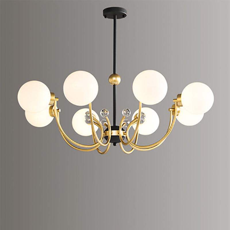 現代スカンジナビアガラスアイアンラウンドブランチ4/8ライトシャンデリアリビングルーム用 