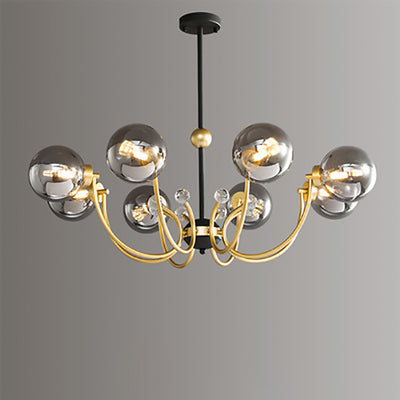 現代スカンジナビアガラスアイアンラウンドブランチ4/8ライトシャンデリアリビングルーム用 