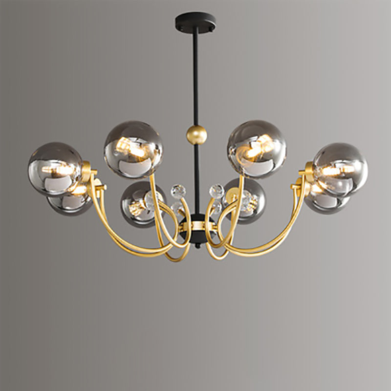 現代スカンジナビアガラスアイアンラウンドブランチ4/8ライトシャンデリアリビングルーム用 