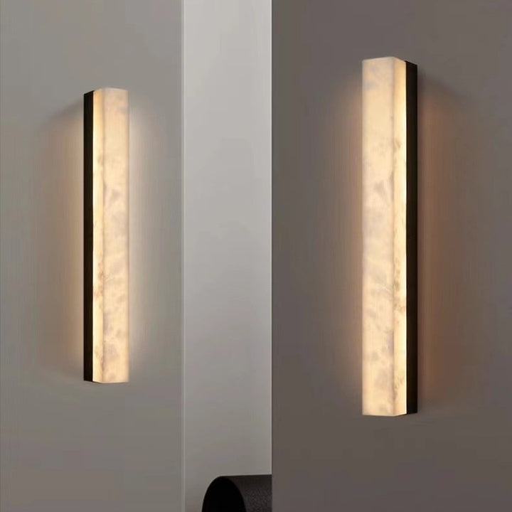 Lámpara de Aplique de Pared LED Rectangular de Alabastro de Latón Vintage Tradicional Para Sala de Estar 